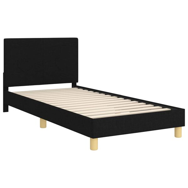 vidaXL Kinderbettgestell mit Kopfteil Schwarz 90 x 200 cm Stoff
