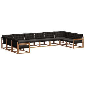 vidaXL Outdoor-Sofagarnitur mit Kissen 10 pcs Nat&uuml;rlich und Schwarz
