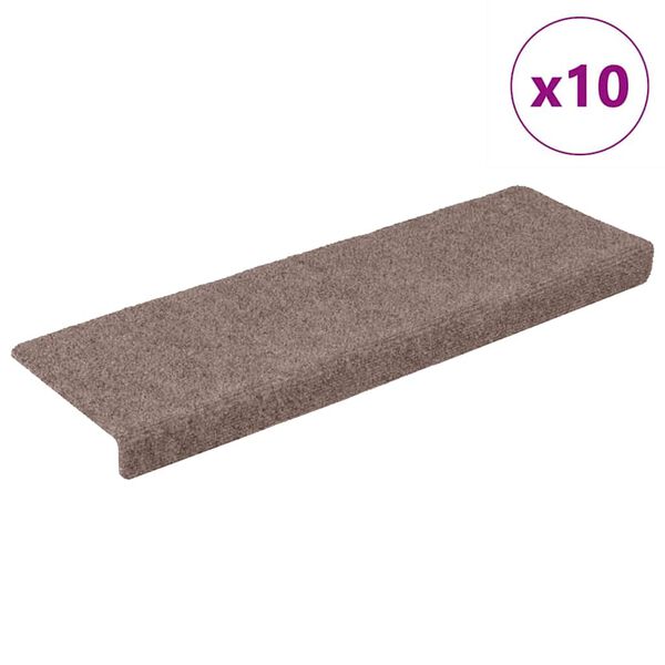 vidaXL Stufenmatten Selbstklebend 10 Stk. 65x21x4 cm Hellbraun Rechteckiger Rand