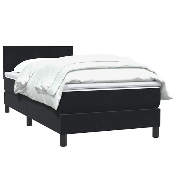 vidaXL Boxspringbett mit Matratze Schwarz 80x220 cm Samt