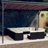 vidaXL 13-tlg. Garten-Lounge-Set mit Kissen Schwarz Poly Rattan