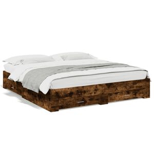 vidaXL Bettgestell mit Schubladen R&auml;uchereiche 200x200cm Holzwerkstoff