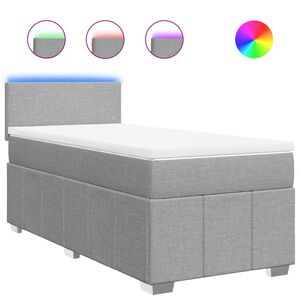 vidaXL Boxspringbett mit Matratze Hellgrau 80x200 cm Stoff
