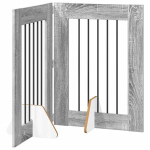 vidaXL Klappbares Hundetor mit St&auml;ndern 2 pcs Graues Sonoma 120,5 cm