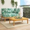 vidaXL Sofa Set mit Kissen Blatt 2 pcs Blattmuster Massivholz Akazie