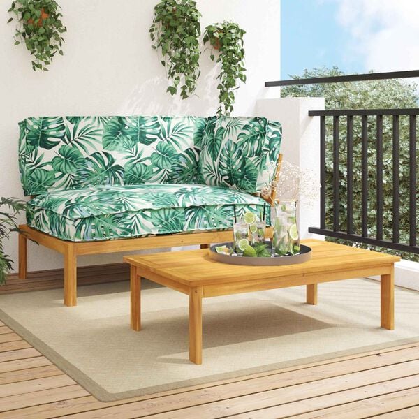 vidaXL Sofa Set mit Kissen Blatt 2 pcs Blattmuster Massivholz Akazie