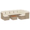 vidaXL 10-tlg. Garten-Sofagarnitur mit Kissen Beige Poly Rattan