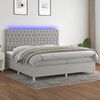 vidaXL Boxspringbett mit Matratze & LED Hellgrau 200x200 cm Stoff