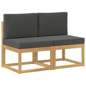 vidaXL 2 St&uuml;ck Outdoor Mittelsofa Massivholz Akazie Wei&szlig;
