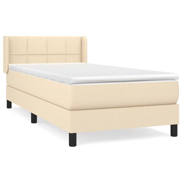 vidaXL Boxspringbett mit Matratze Creme 80x200 cm Stoff
