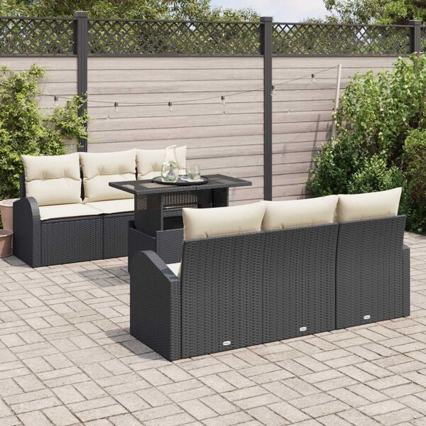 vidaXL Garten-Sofa-Set 7 pcs Schwarz 100 x 55 x 73 cm Poly Rattan