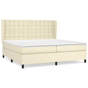 vidaXL Boxspringbett mit Matratze Creme 200x200 cm Kunstleder
