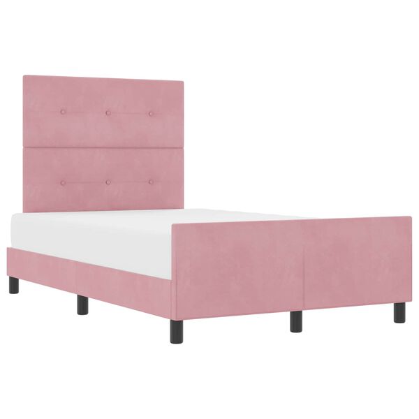 vidaXL Boxspringbett mit Kopfteil Rosa 120 x 190 cm Samt