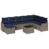 vidaXL Sofa Set 9 stk. 8-Sitzanzahl Grau und Marineblau Poly-Rattan