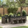 vidaXL Garten Essgruppe 9 pcs Grau Poly-Rattan