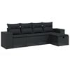 vidaXL 5-tlg. Garten-Sofagarnitur mit Kissen Schwarz Poly Rattan