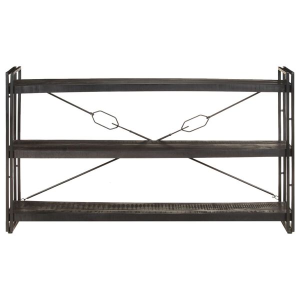 vidaXL Bücherregal 3 Fächer Schwarz 140x30x80 cm Mango Massivholz