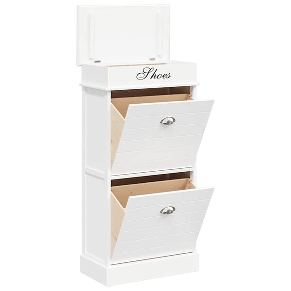 vidaXL Schuhschrank Wei&szlig; 50 x 28 x 98 cm Paulownia Holz