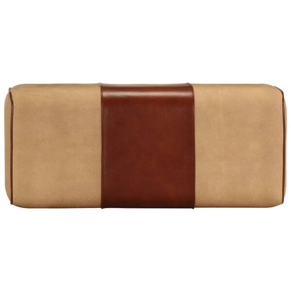 vidaXL Sitzbank Turnbock-Design 58 cm Braun Echtleder Massivholz Mango