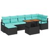 vidaXL Garten Essgruppe mit Kissen 8 pcs Schwarz und Teal