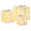 vidaXL Beleuchtete Weihnachtsgeschenkbox 3 stk. 64 LEDs Warmes Wei&szlig;
