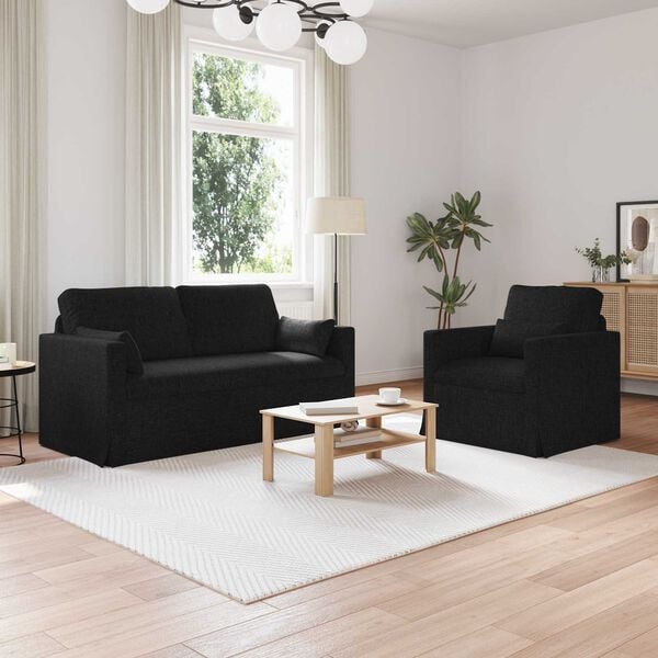 vidaXL Sofa 2 pcs Schwarz