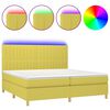 vidaXL Boxspringbett mit Matratze & LED Gr&uuml;n 200x200 cm Stoff