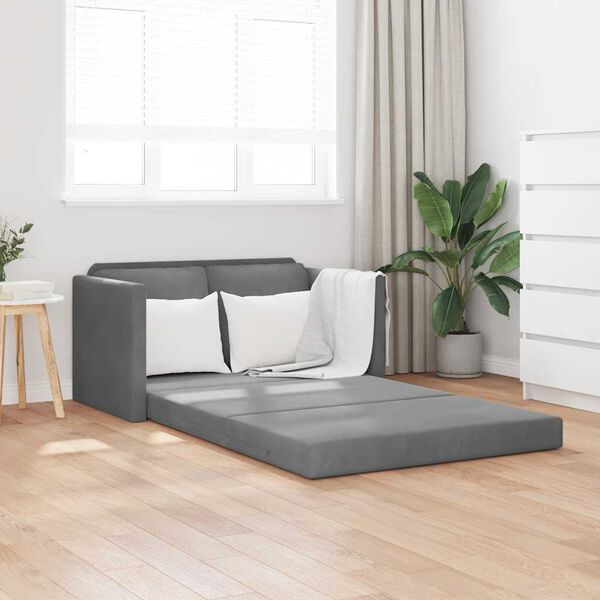 vidaXL Bodensofa mit Schlaffunktion Dunkelgrau 122x204x55 cm Samt