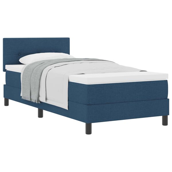 vidaXL Boxspringbett mit Matratze mit Kopfteil Blau 90 x 190 cm Stoff