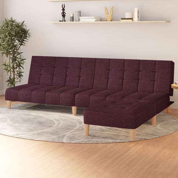 vidaXL Schlafsofa 2-Sitzer mit Fu&szlig;hocker Lila Stoff