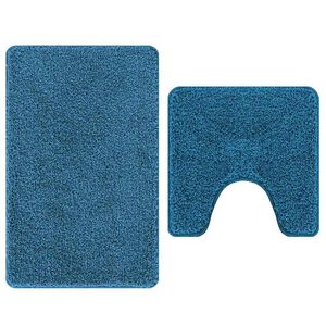 vidaXL Anti-Rutsch Badematten-Set 2 pcs Blau PP
