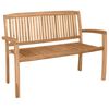 vidaXL Gartenbank 2-Sitzer Stapelbar 120 cm Massivholz Teak