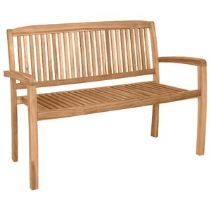 vidaXL Gartenbank 2-Sitzer Stapelbar 120 cm Massivholz Teak