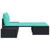 vidaXL Doppelte Sonnenliege mit Kissen Schwarz Poly Rattan