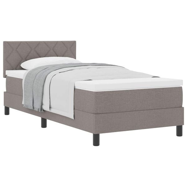 vidaXL Boxspringbett mit Matratze mit Kopfteil Taupe 90 x 200 cm Stoff
