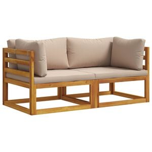 vidaXL Ecksofa mit Kissen 2 stk. 2-Sitzer Massivholz Akazie Natur