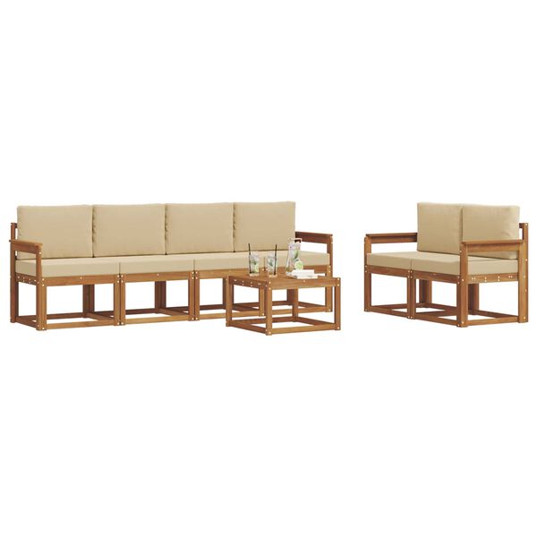 vidaXL Outdoor-Sofagarnitur 7 pcs Natur und Beige Massivholz Akazie