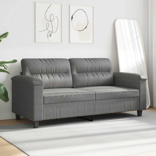 vidaXL 2-Sitzer-Sofa Dunkelgrau 140 cm Mikrofasergewebe