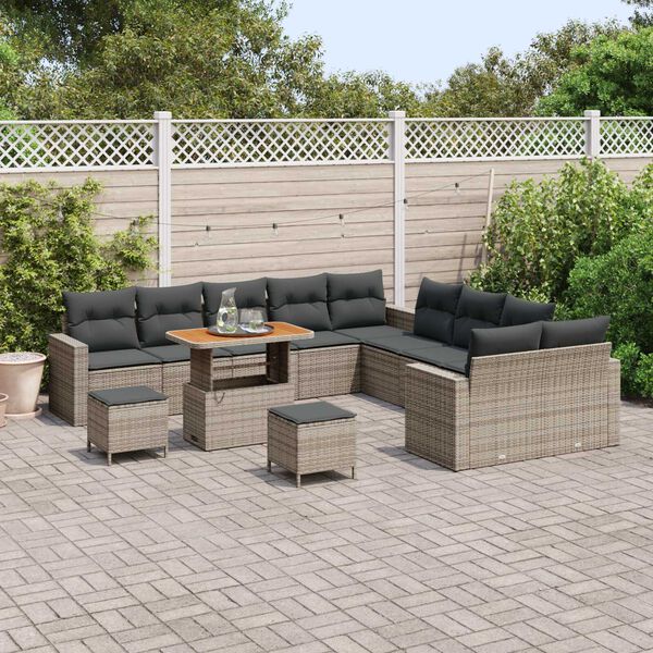 vidaXL Gartensofa-set 13 pcs Grau Poly-Rattan