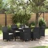 vidaXL Garten Essgruppe 7 pcs Schwarz Poly-Rattan