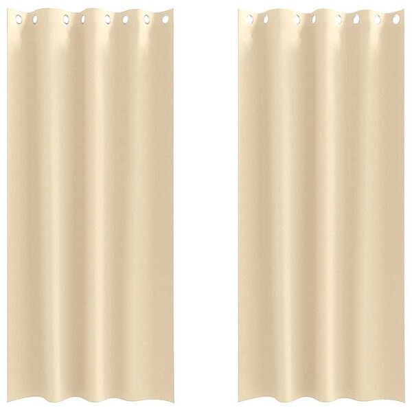 vidaXL Verdunkelungs-Vorh&auml;nge mit Ringen 2 pcs Creme 260 x 140 cm