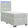 vidaXL Boxspringbett mit Matratze und LED Hellgrau 90 x 190 cm Samt