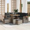 vidaXL Gartensofa-set mit Kissen 9 pcs Grau Poly-Rattan