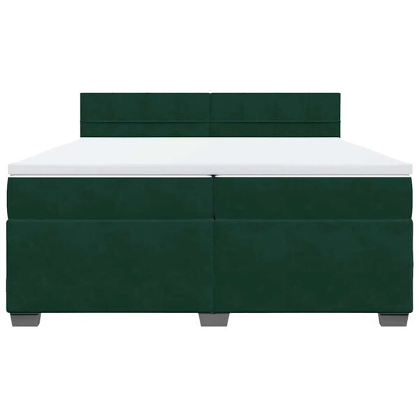 vidaXL Boxspringbett mit Matratze Dunkelgr&uuml;n 200x200 cm Samt