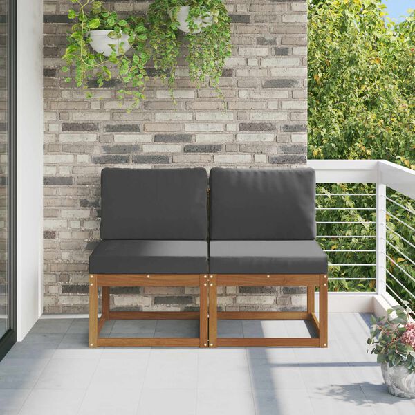 vidaXL 2 St&uuml;ck Outdoor Mittelsofa Massivholz Akazie