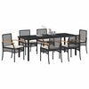 vidaXL Garten Essgruppe 7 pcs Schwarz Poly-Rattan