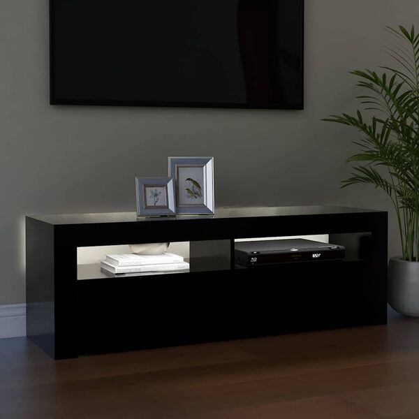 vidaXL TV-Schrank mit LED-Leuchten Schwarz 120x35x40 cm
