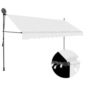 vidaXL Einziehbare Markise Handbetrieben mit LED 400 cm Creme