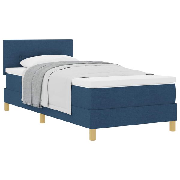 vidaXL Boxspringbett mit Matratze mit Kopfteil Blau 90 x 190 cm Stoff