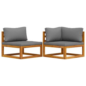 vidaXL 2-tlg. Sofa-Set mit dunkelgrauen Kissen Akazie Massivholz